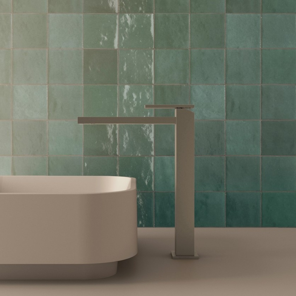 Lifestyle image of the Crosswater Myron Brushed Stainless Steel Tall Basin Mixer